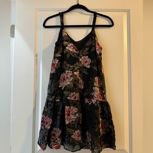 Black Floral Velvet Dress